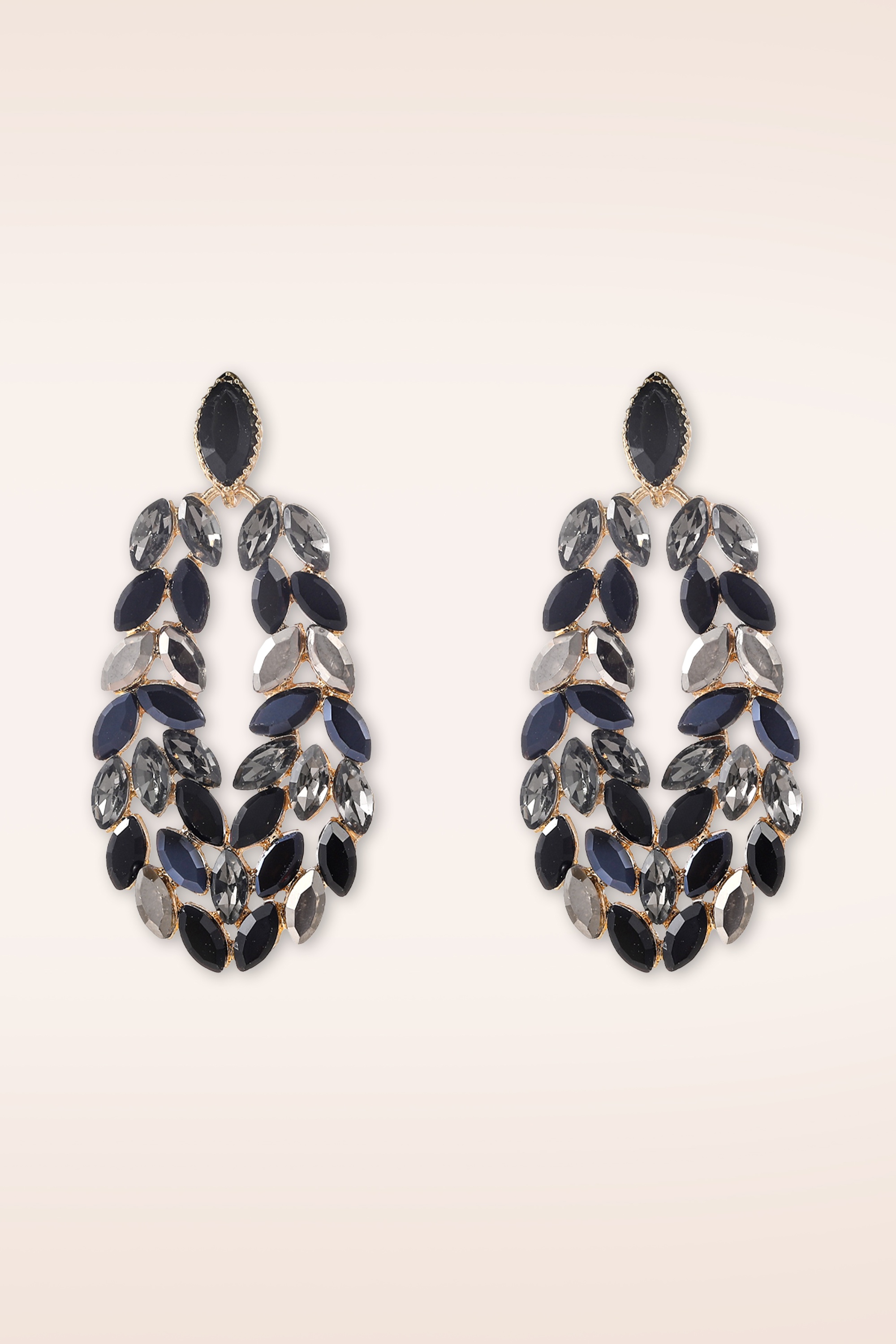 Day&Eve by Go Dutch Label - Leafy Dangle Stud Earrings in Gold and Black 2