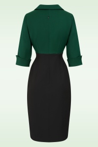 Glamour Bunny Business Babe - Dianne Two Toned pencil jurk in zwart en groen 5