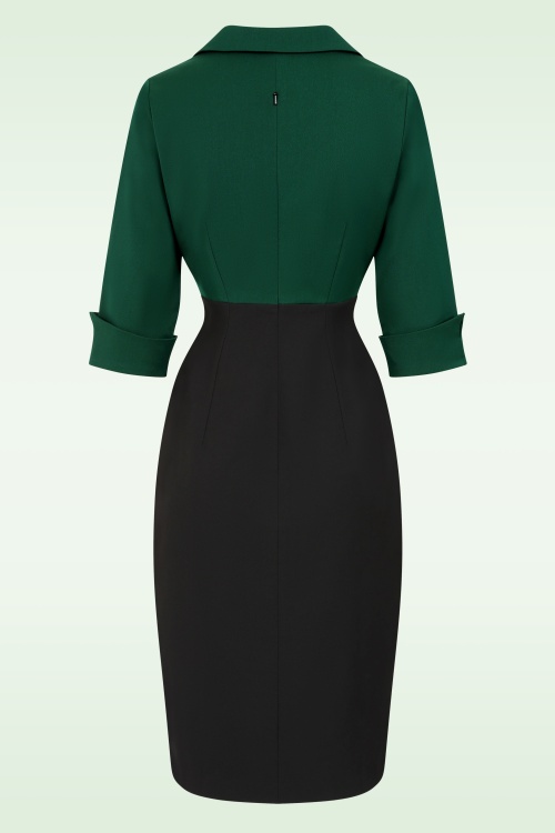 Glamour Bunny Business Babe - Dianne Two Toned pencil jurk in zwart en groen 5