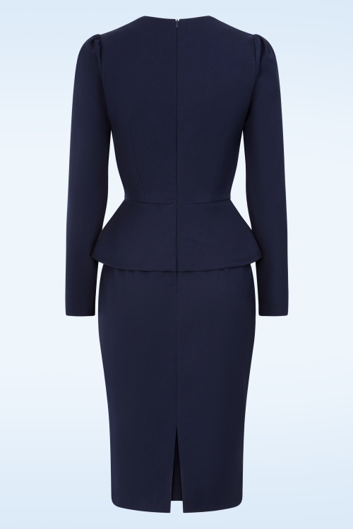 Glamour Bunny Business Babe - Vanessa Lee pencil jurk in navy 4