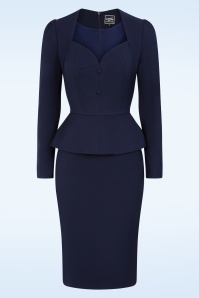 Glamour Bunny Business Babe - Vanessa Lee pencil jurk in navy 2
