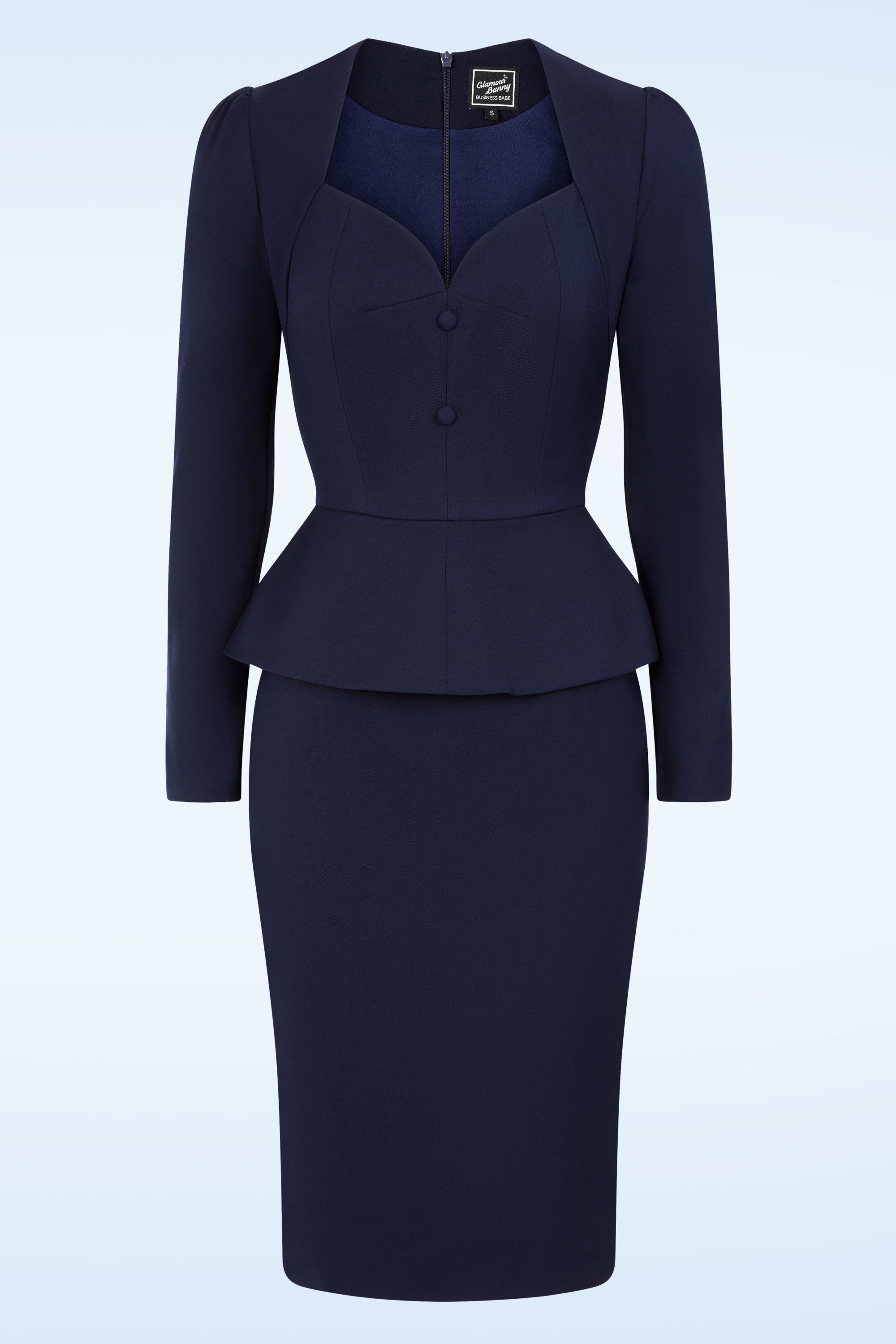 Glamour Bunny Business Babe - Vanessa Lee pencil jurk in navy 2