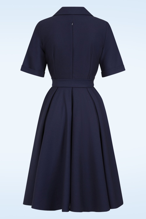 Glamour Bunny Business Babe - Glenda swing jurk in navy 5
