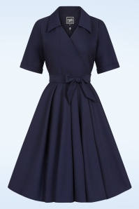 Glamour Bunny Business Babe - Glenda swing jurk in navy 2