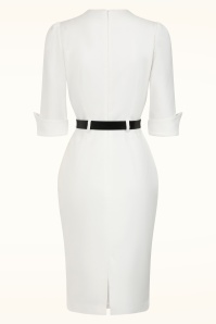 Glamour Bunny Business Babe - Miller pencil jurk in stralend wit 7