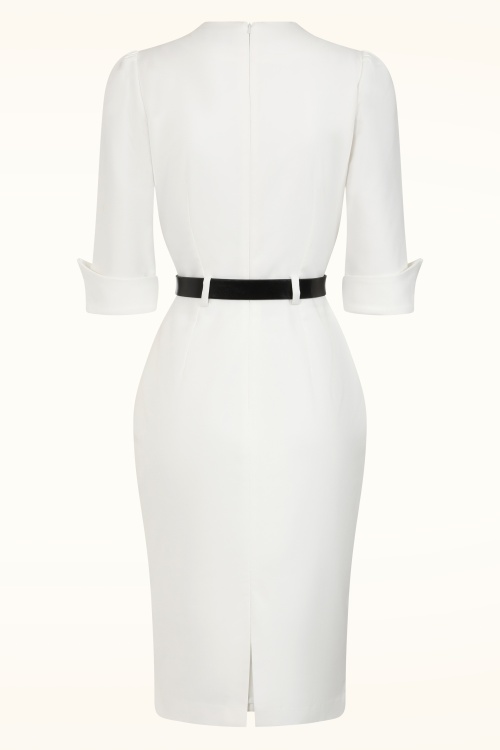 Glamour Bunny Business Babe - Miller pencil jurk in stralend wit 7