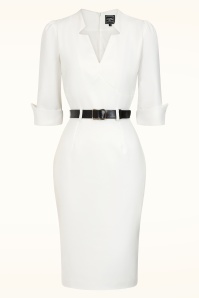 Glamour Bunny Business Babe - Miller pencil jurk in stralend wit 2