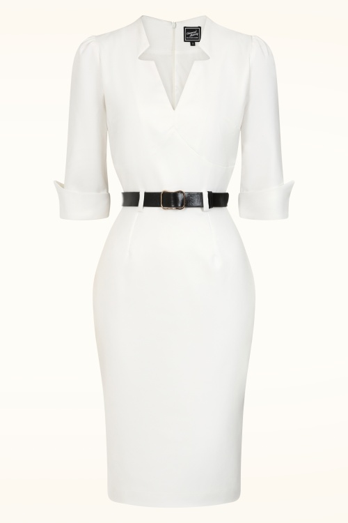 Glamour Bunny Business Babe - Robe crayon Miller en blanc impec 2