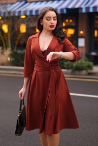 Glamour Bunny Business Babe - Veronica Travelwear jurk in roest