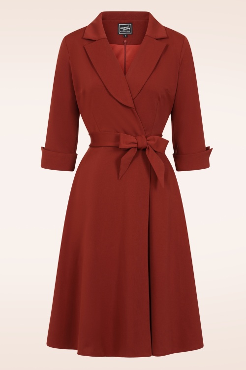 Glamour Bunny Business Babe - Veronica Travelwear Kleid in Rost 2