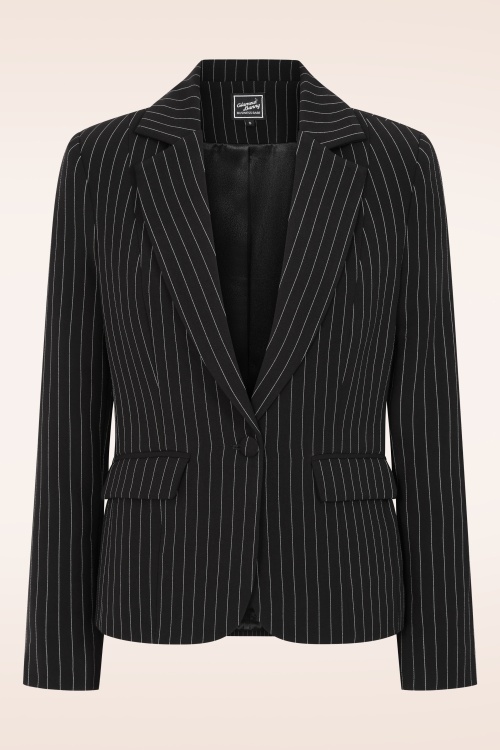 Glamour Bunny Business Babe - Blazer à rayures tennis Diadora en noir 2
