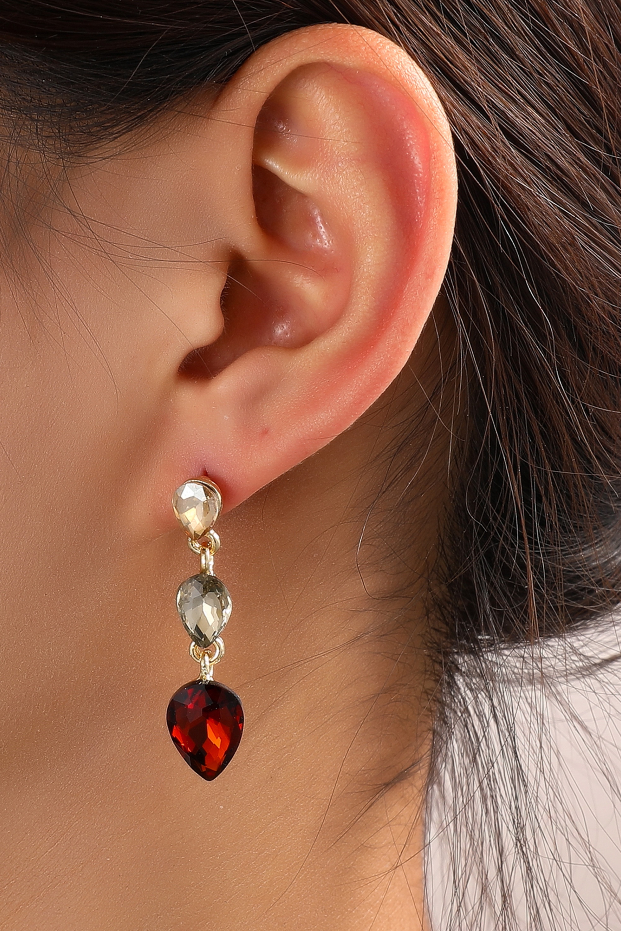 Day&Eve by Go Dutch Label - Stone Dangle Earrings in Gold and Brown