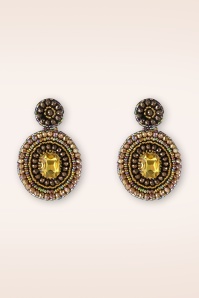 Day&Eve by Go Dutch Label - Big Stone Dangle Earrings in Brown 2