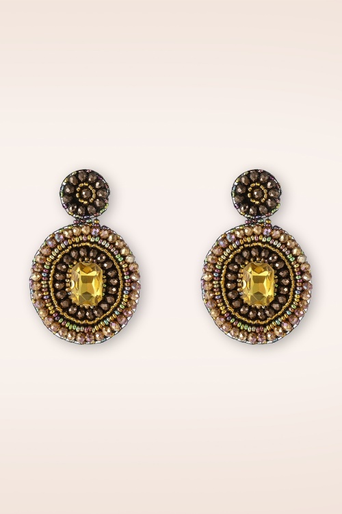 Day&Eve by Go Dutch Label - Big Stone Dangle-Ohrringe in Braun 2