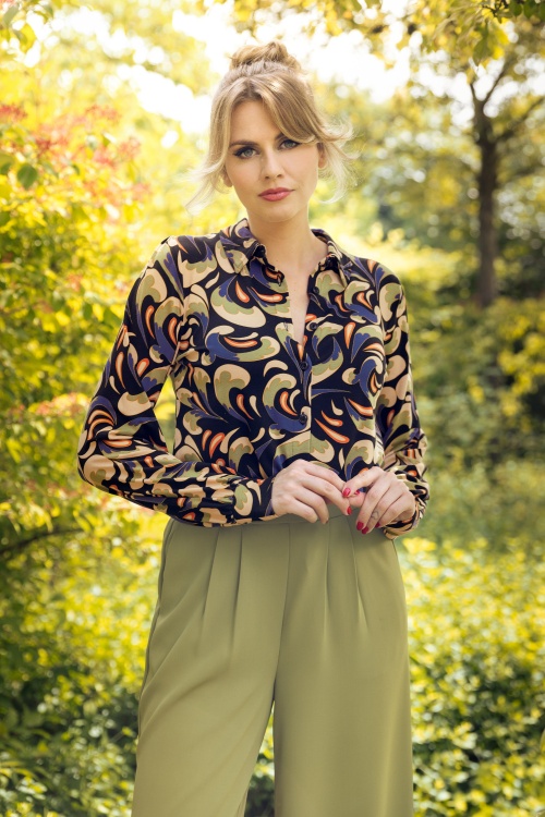 King Louie - Maisie Rumble Bluse in Schwarz und Multi