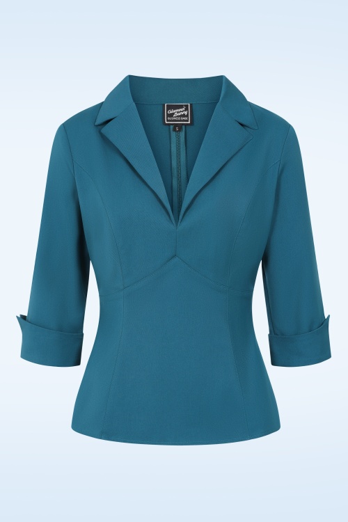 Glamour Bunny Business Babe -  Dianne Bluse in Petrol 2
