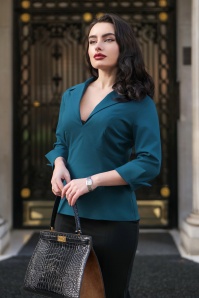 Glamour Bunny Business Babe - Dianne blouse in petrol