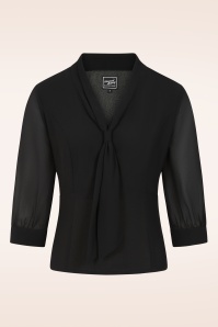 Glamour Bunny Business Babe - Sophia Lee blouse in zwart 2