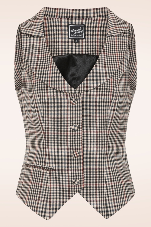 Glamour Bunny Business Babe - Gilet à carreaux Dakota en beige 2