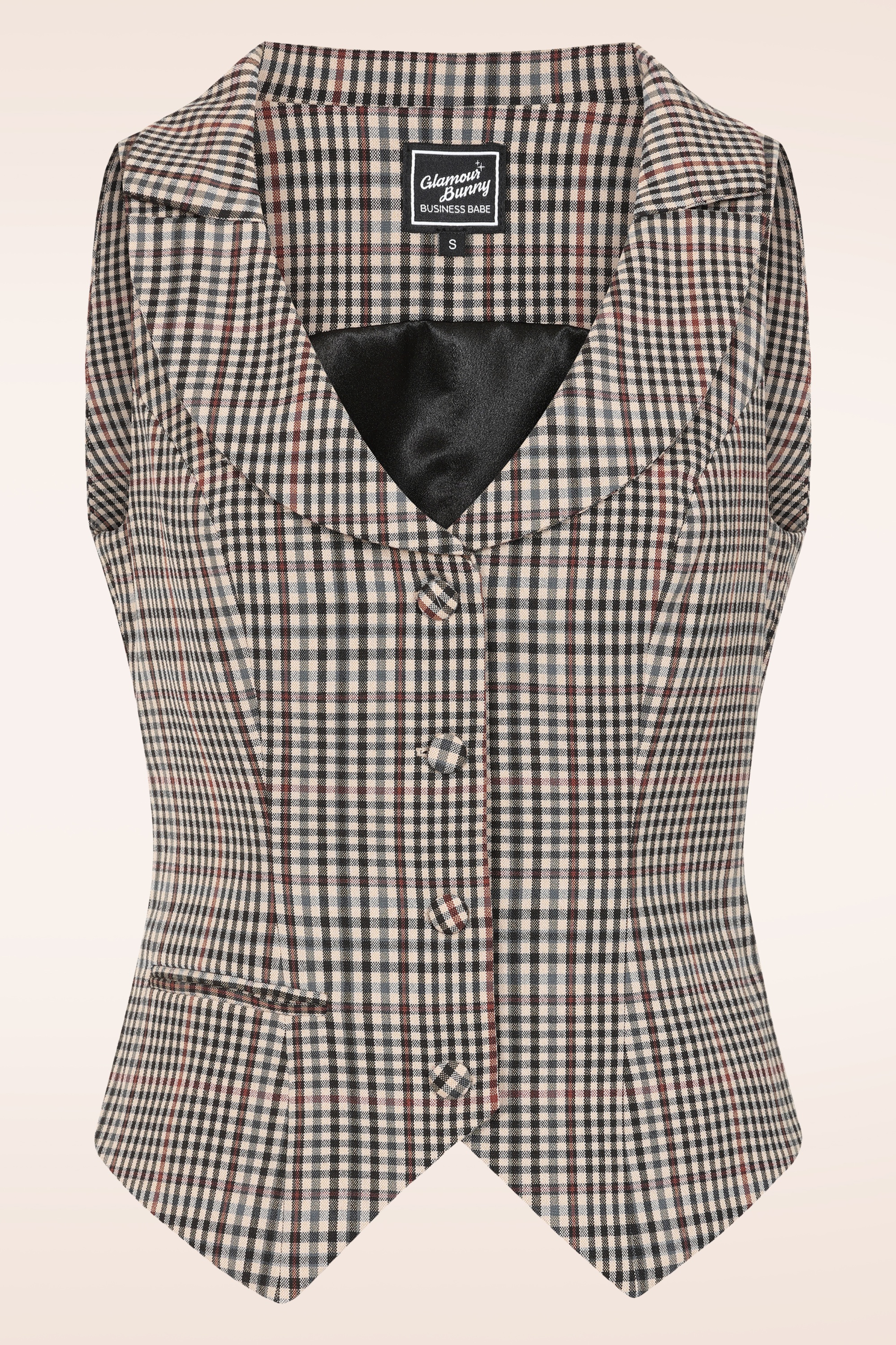 Glamour Bunny Business Babe - Dakota Checkered gilet in beige 2