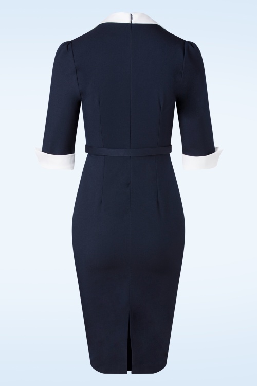 Glamour Bunny Business Babe - Lorelei Lee pencil jurk in marineblauw 6