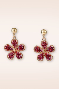 Day&Eve by Go Dutch Label - Flower Dangle Stud oorbellen in bordeauxrood 2