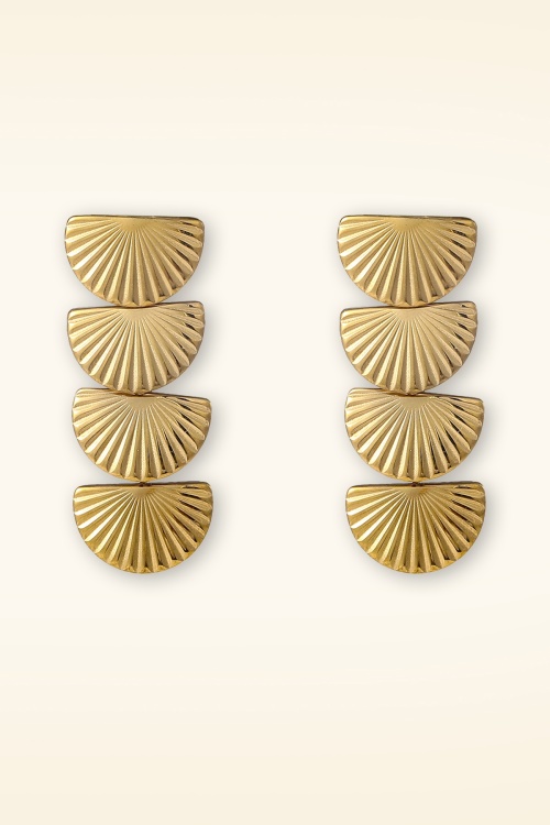 Day&Eve by Go Dutch Label - Art Deco Fan Stud Ohrringe in Gold 2