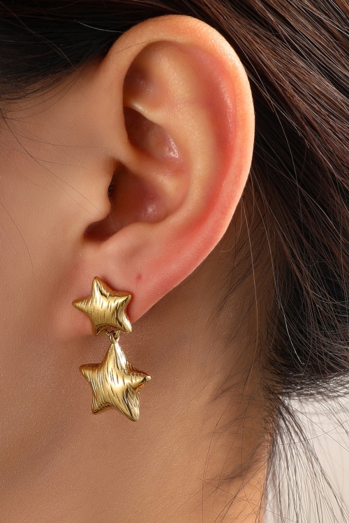 Day&Eve by Go Dutch Label - Double Star Stud Earrings in Gold 