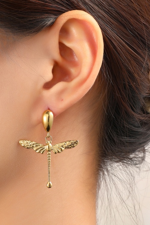 Day&Eve by Go Dutch Label - Libellen-Steckerohrringe in Gold