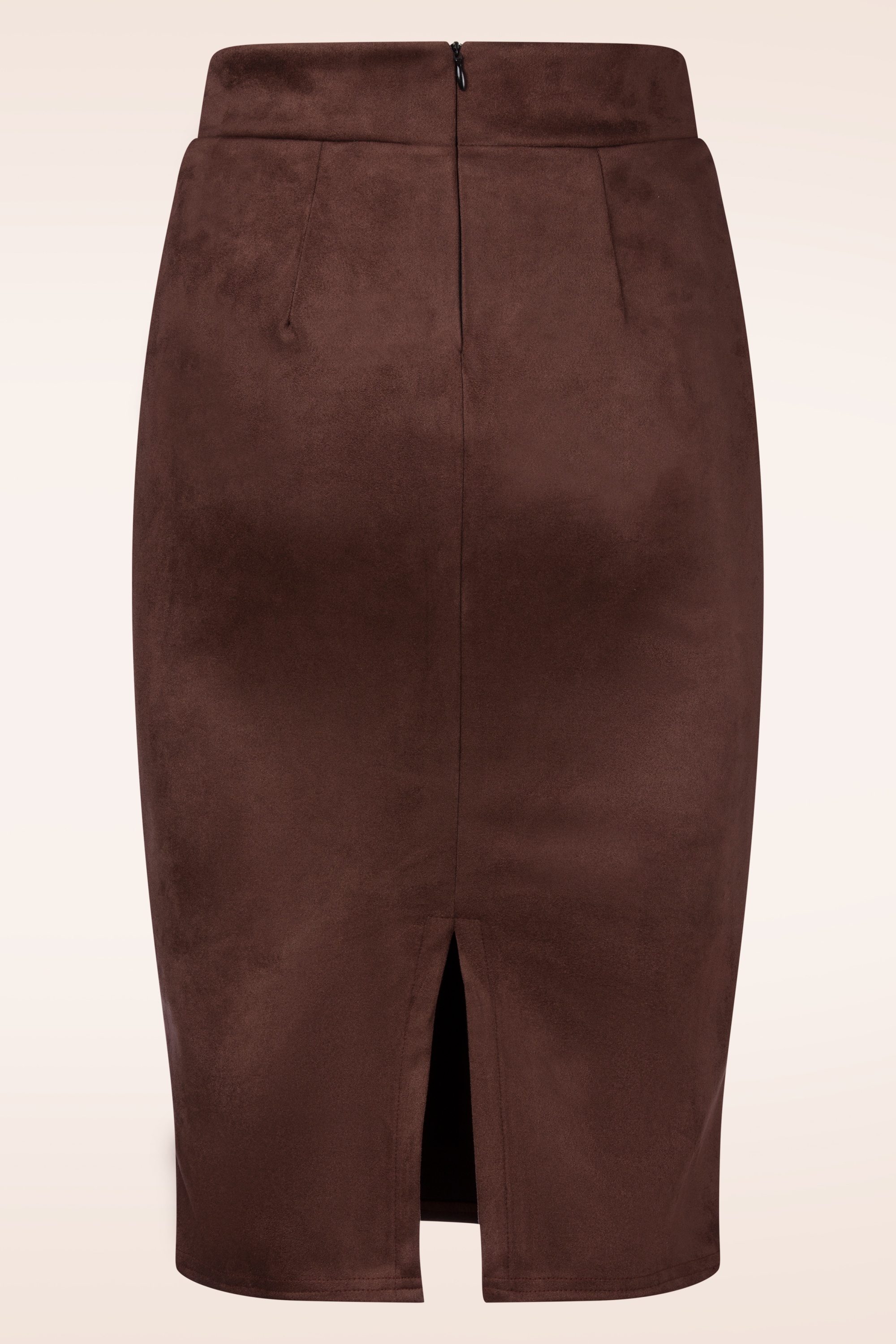 Vintage Chic for Topvintage - Topvintage exclusive ~ Sierra Suede Look Pencil rok in chocoladebruin 4