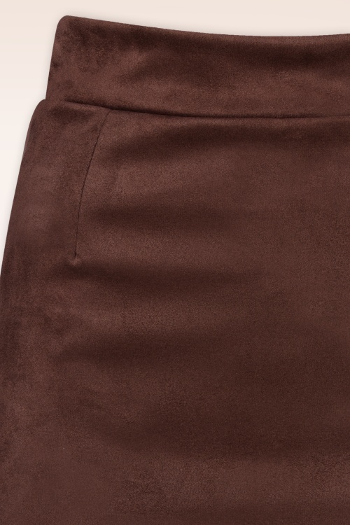 Vintage Chic for Topvintage - Topvintage exclusive ~ Sierra Suede Look Pencil rok in chocoladebruin 5