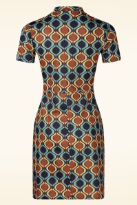 Vintage Chic for Topvintage - Topvintage exclusive ~ Daisy Retro jurk in bruin en blauw 4