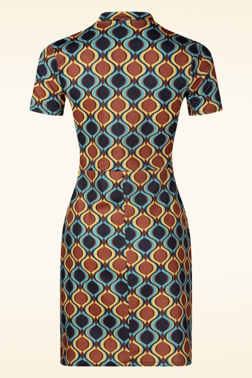 Vintage Chic for Topvintage - Daisy Retro Kleid in Braun und Blau 2