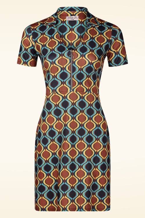 Vintage Chic for Topvintage - Daisy Retro Kleid in Braun und Blau