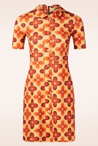 Vintage Chic for Topvintage - Topvintage exclusive ~ Dharma jurk in oranje en bruin