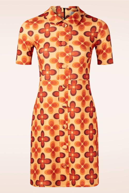 Vintage Chic for Topvintage - Dharma jurk in oranje en bruin