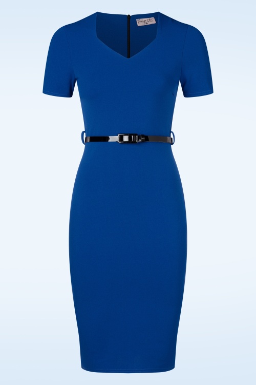 Vintage Chic for Topvintage - Zenia Pencil jurk in koningsblauw