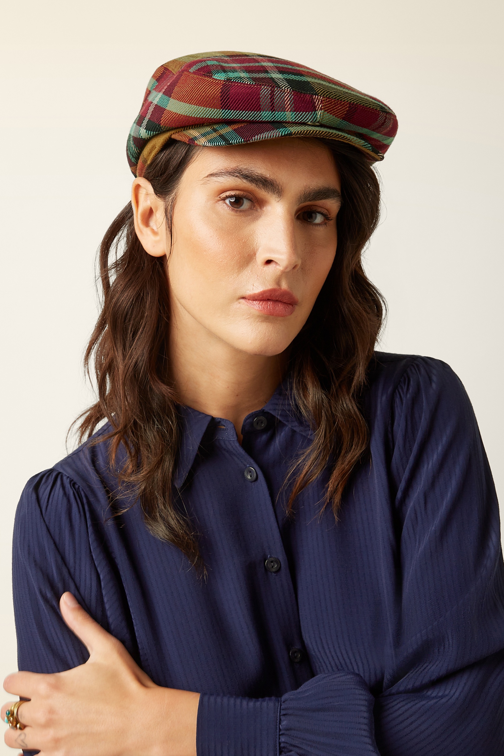 King Louie - Peaky Caroll Check cap in goudbruin