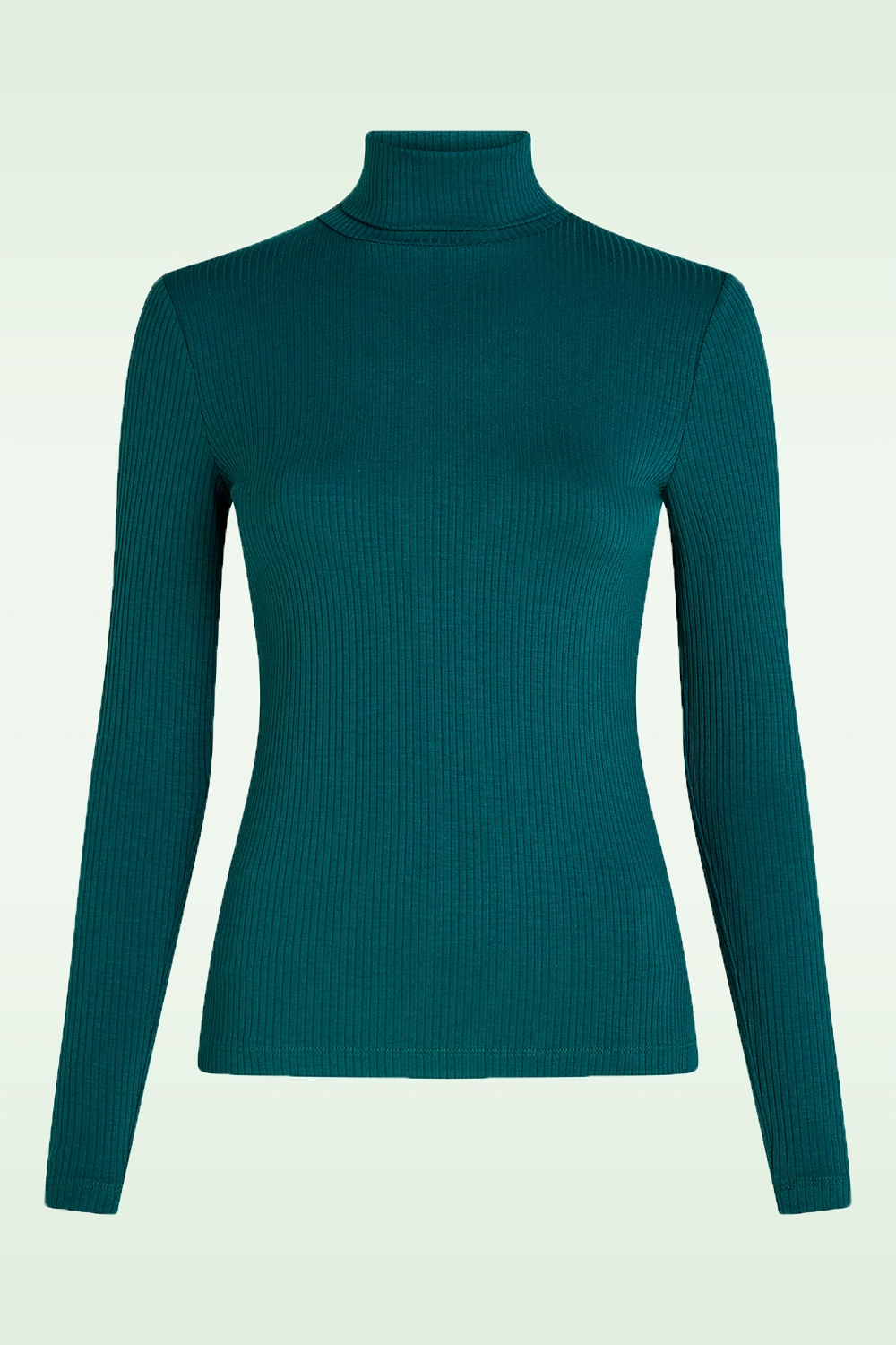 King Louie - Rollneck Uni Rib top in spruced groen 2