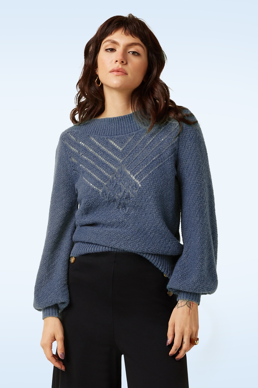 King Louie - Erin Farfalle top in schaduw blauw