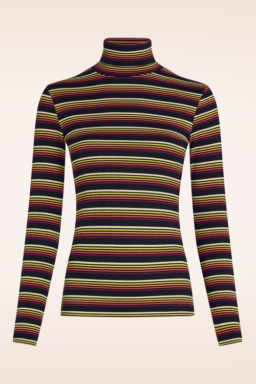 King Louie - Rollneck Frostine Stripe top in spicy oranje 3