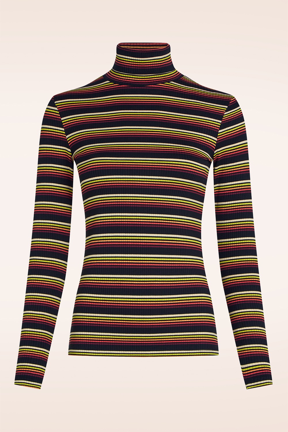 King Louie - Rollneck Frostine Stripe top in spicy oranje 3
