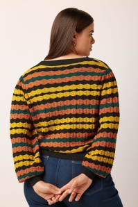 King Louie - Royal V-Neck cardi in zwart en multi 2