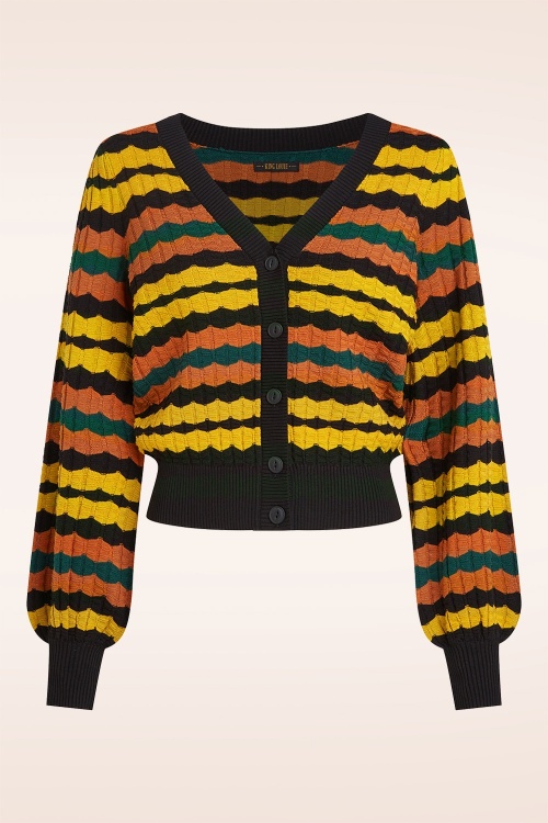 King Louie - Royal V-Neck cardi in zwart en multi