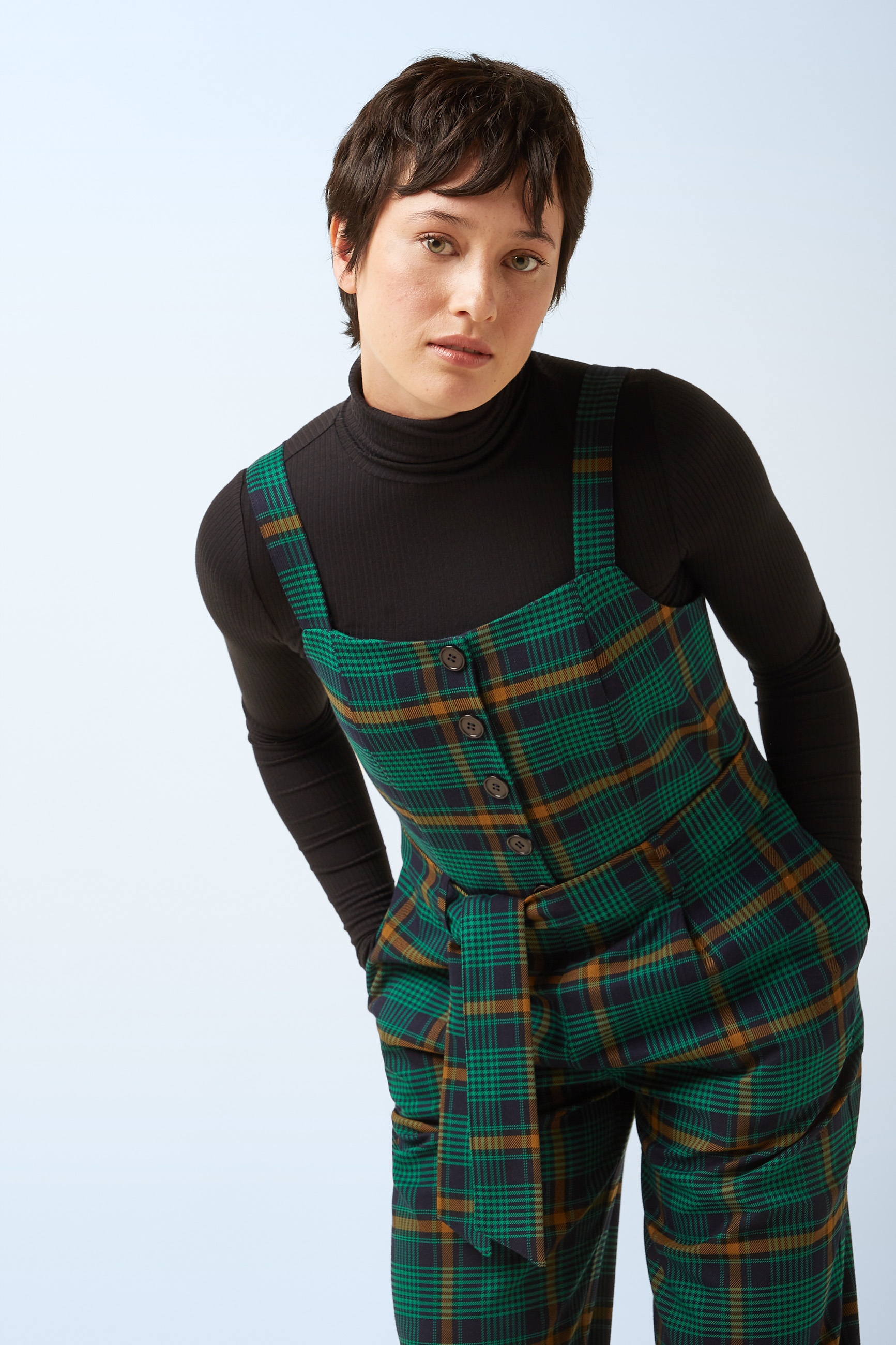 King Louie - Ines Leeds Check jumpsuit in avondblauw 2