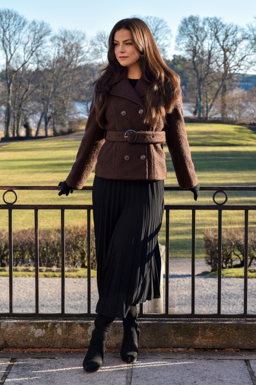 Topvintage Boutique Collection - Taylor Cropped jas in chocoladebruin