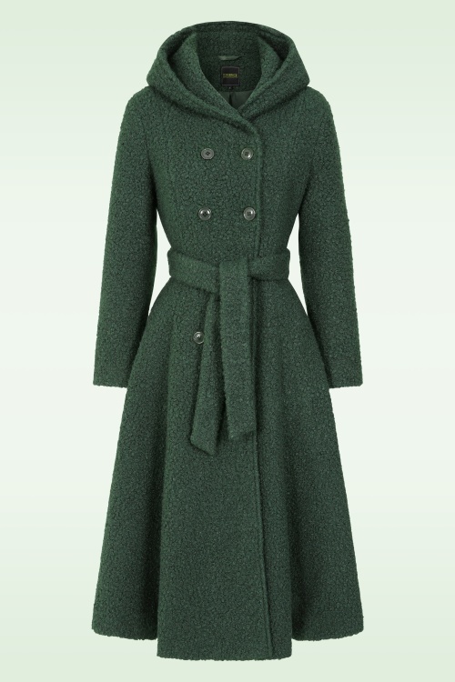Topvintage Boutique Collection - Anna Hooded swing jas in groen 2