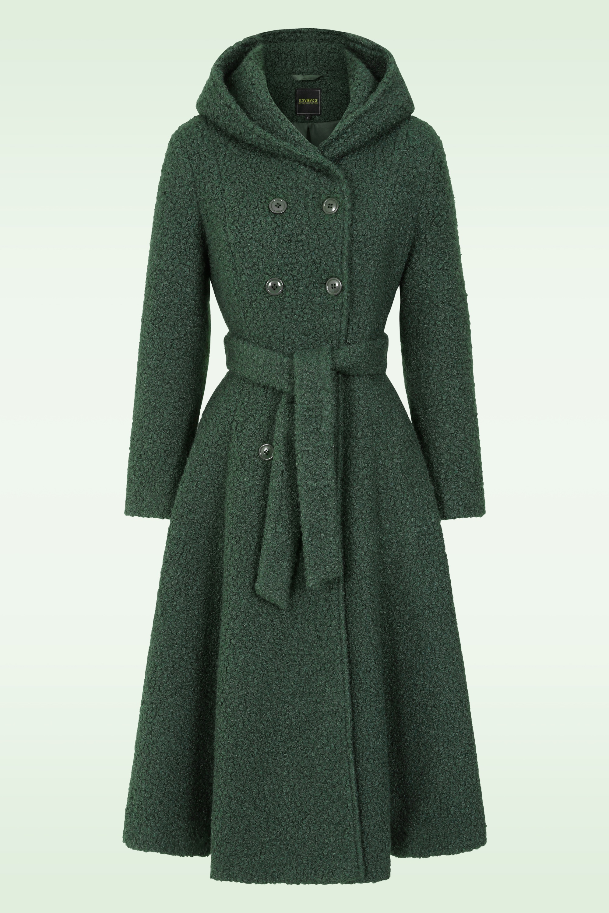 Topvintage Boutique Collection - Topvintage exclusive ~ Anna Hooded swing jas in groen 2