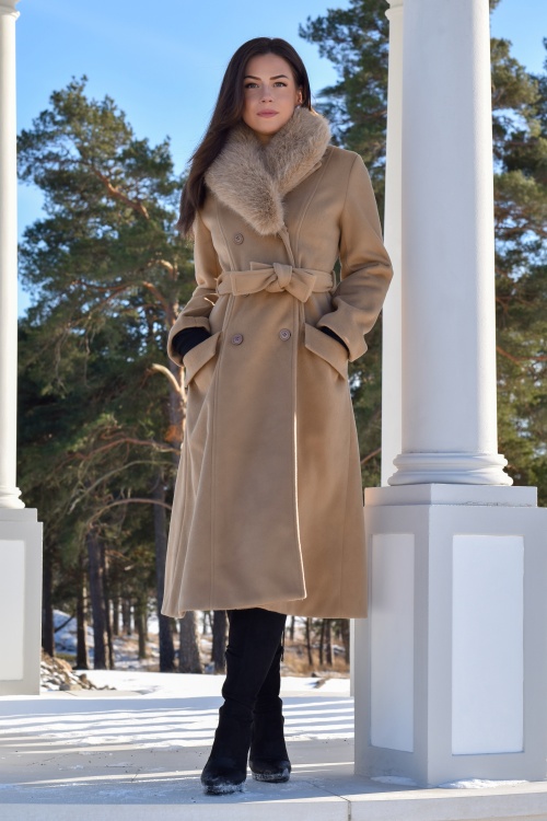 Topvintage Boutique Collection - Grace A-lijn jas in camelbruin
