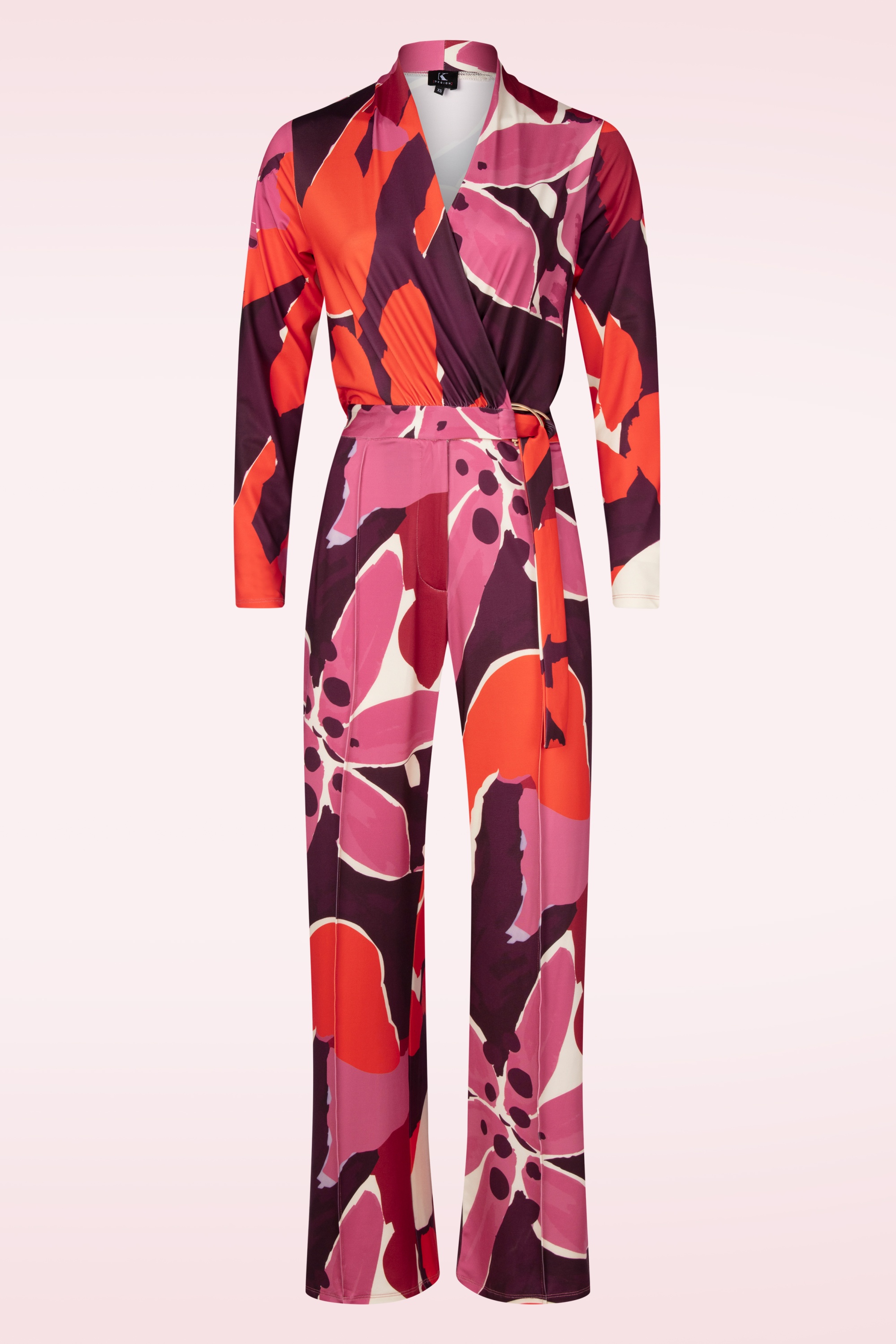 K-Design - Sarah Printed jumpsuit in rood en multi